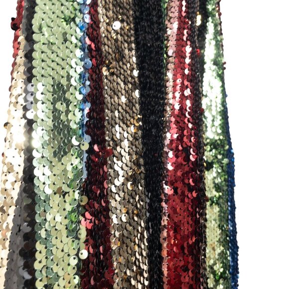 Lucy Paris Multicolor Striped Sequin Spaghetti Strap Midi Dress SZ S - Picture 4 of 11